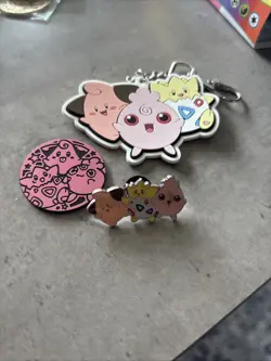 Pokemon "Small But Mighty" Cleffa Igglybuff Togepi Enamel Pin, Keychain & Coin - Image 1