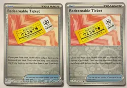 Pokemon Redeemable Ticket Trainer reverse holo Item Card Lot (2) JTG EN 156/159 - Image 1