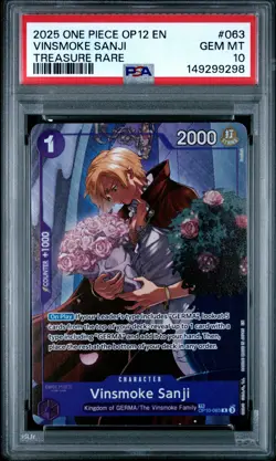 2025 One Piece Op12-063 Legacy Master Vinsmoke Sanji Treasure Rare PSA 10 #063 - Image 1