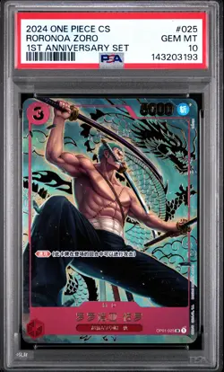 2024 ONE PIECE SIMPLIFIED CHINESE 1ST ANNIVERSARY SET #025 RORONOA ZORO PSA 10 - Image 1
