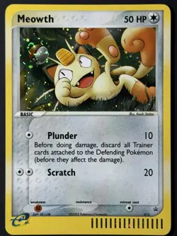 🌀SWIRL🌀 Meowth Black Star Promo 013 Holo Nintendo E-Reader Series Pokemon 2003 - Image 2