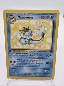 Vaporeon 28/64 1st Edition Jungle Set Pokemon TCG 1999 Kagemaru Himeno MP - Image 1