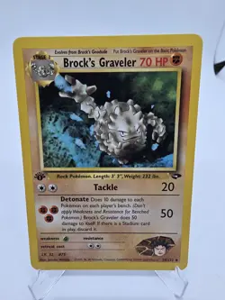 Brock's Graveler 34/132 1st Edition Gym Heroes Pokemon TCG 2000 LP/NM - Image 1