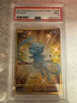 MEW -Secret- 025/025 Pokemon Celebrations Holo GOLD PSA 9 MINT - Image 1