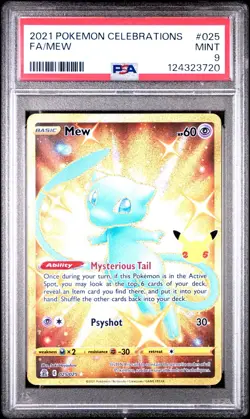 MEW -Secret- 025/025 Pokemon Celebrations Holo GOLD PSA 9 MINT - Image 2