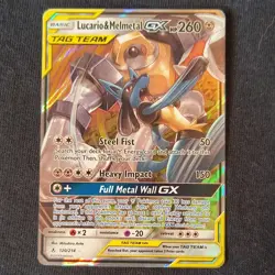 Pokemon Lucario & Melmetal GX TAG TEAM 120/214 Sm-Unbroken Bonds Ultra Rare Holo - Image 1