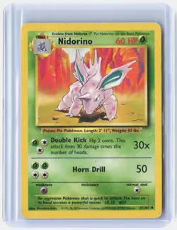Nidorino 37/102 Uncommon Base Set Unlimited Pokemon Lightly Played - Image 1