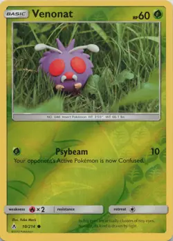 Venonat 10/214 Common Unbroken Bonds Pokemon Reverse Holo Near Mint - Image 1