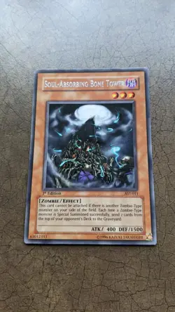 Yugioh Soul-Absorbing Bone Tower - AST-011 -1st Edition - Rare - LP - Image 1