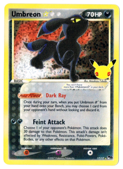 Umbreon Gold Star Pokemon TCG Celebrations Collection Holo Ultra Rare Card 17/17 - Image 1