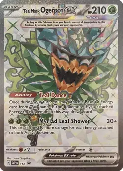 Teal Mask Ogerpon ex - 166 166 Ultra Rare SV: Scarlet & Violet Promo Cards NM - Image 1