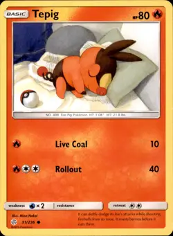 Tepig 31/236 - Pokemon SM - Cosmic Eclipse - LP - Image 1