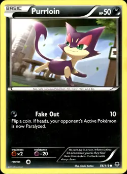 Purrloin 56/119 Common - Pokemon XY - Phantom Forces 2014 MP - Image 1