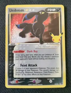 Pokemon TCG Umbreon Gold Star 17/17 Celebrations Classic Collection Holo NM - Image 1