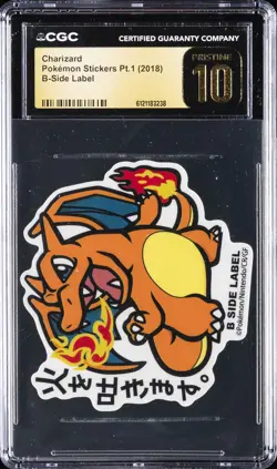 2018 POKEMON STICKERS PT. 1 B-SIDE LABEL CHARIZARD CGC 10 PRISTINE - Image 1