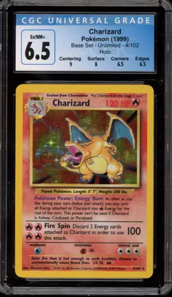 Pokemon Charizard Base Set Unlimited Holo Rare #4 CGC 6.5 - Image 1