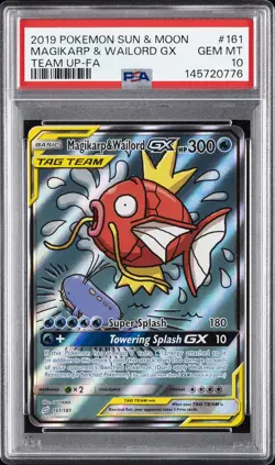 2019 POKEMON SUN & MOON TEAM UP #161 FULL ART/MAGIKARP & WAILORD GX PSA 10 - Image 1