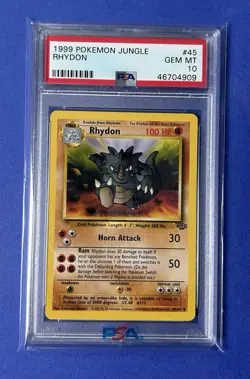 1999 Pokemon Jungle Rhydon #45 PSA 10 GEM MT - Image 1