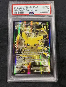 FA/PIKACHU EX PRM-RED & BLUE COLL. POKEMON XY BLCK STR PRM 2016 XY124 PSA 4 - Image 1