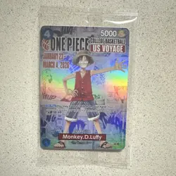 Bandai Namco One Piece CCG Monkey.D.Luffy US Voyage Promo Holo P-055 - Image 1