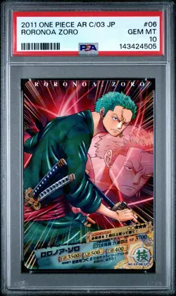 Roronoa Zoro PSA 10 GEM MT VINTAGE 2011 One Piece AR Carddass Formation C/03 #06 - Image 1