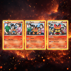 Tepig Pignite Emboar Evolution Set | Pokemon Cards | Family Art | NM - Image 1