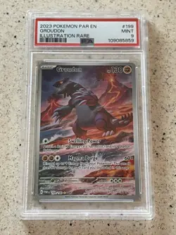 Pokemon TCG Sv04: Paradox Rift Groudon Holo Illustration Card 199/182 PSA 8 - Image 1