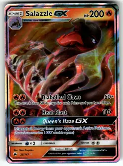 Salazzle GX 25/147 SM - Burning Shadows NM Pokemon Card TCG - Image 1