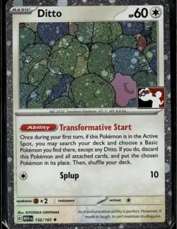 Ditto Rare Prize Pack Series Cards 132/165 Colorless Holo Pokemon Card - Image 1
