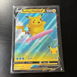 Pokemon Card Surfing Pikachu V 008/025 Celebrations Near Mint - Image 1