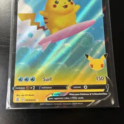 Pokemon Card Surfing Pikachu V 008/025 Celebrations Near Mint - Image 3