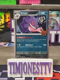 Gengar Cosmos Holo 057/091 Trick or Trade BOOster Card 2024 Rare Halloween Stamp - Image 1