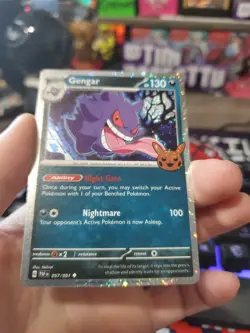 Gengar Cosmos Holo 057/091 Trick or Trade BOOster Card 2024 Rare Halloween Stamp - Image 2