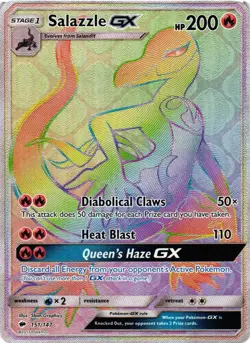 Pokemon TCG Salazzle GX (Secret) 151/147 SM Burning Shadows Holo VLP - Image 1