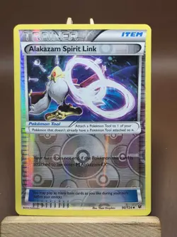HP ALAKAZAM SPIRIT LINK 90/124 FATES COLLIDE POKEMON REVERSE HOLO - Image 1