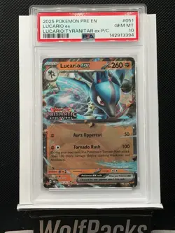 PSA 10 Gem Mint Lucario ex 051/131 Stamp Prismatic Evolutions Premium Collection - Image 1