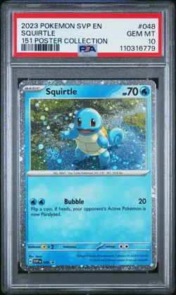 2023 POKEMON SVP EN-SV BLACK STAR PROMO 151 POSTER COLLECTION SQUIRTLE PSA 10 - Image 1