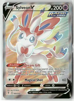 POKEMON EVOLVING SKIES ENGLISH SYLVEON V FULL ART 183/203 TCG HOLO - Image 1