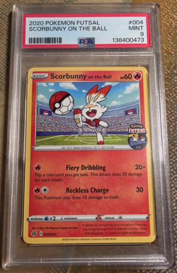 PSA 9 Scorbunny On The Ball 004/005 Pokemon Exclusive Futsal Promo - Image 1