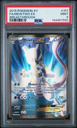 2015 POKEMON XY BREAKTHROUGH #157 FULL ART/MEWTWO EX PSA 9 - Image 1