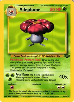 Pokemon TCG Vileplume Jungle 31/64 Regular Unlimited Rare LP - Image 1