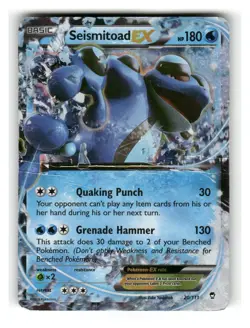 Seismitoad EX 20/111 Holo EX Rare Furious Fists Pokemon Holo Damaged - Image 1
