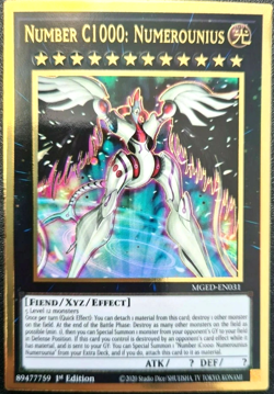 Number C1000: Numerounius - MGED-EN031 1st Edition Gold Rare YuGiOh TCG Card - Image 1
