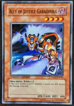 Ally of Justice Garadholg 1996 Limited Edition Rare Yugioh Card HA01-EN015 (NM) - Image 1
