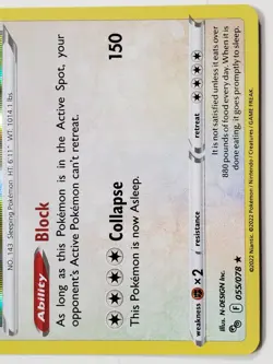 HOLO Snorlax 055/078 NM / M - RARE Pokemon GO TCG Card - $2 Combined Shipping - Image 4