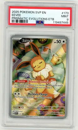 2025 Black Star Promo Prismatic Evolutions ETB Eevee #173 PSA 9 Mint - Image 1