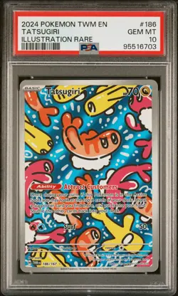 2024 Pokemon TWM EN-Twilight Masquerade Tatsugiri #186 Illustration Rare PSA 10 - Image 1