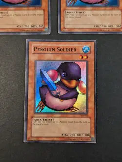 Yugioh TCG - 3x Penguin Soldier - SDj-040 - LP - Unlimited - Common Vintage 2003 - Image 3