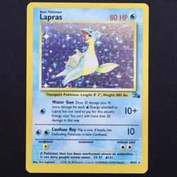 Pokemon Lapras 10/62 Fossil Holo Rare WOTC Vintage MP - Image 1