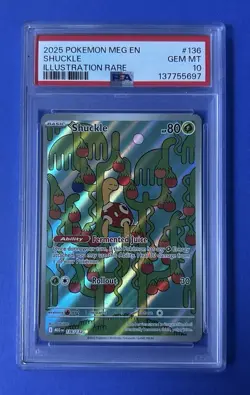 2025 Pokemon MEG EN Shuckle Illustration Rare #136 PSA 10 GEM MT - Image 1